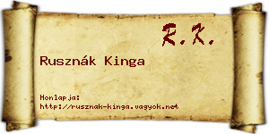 Rusznák Kinga névjegykártya